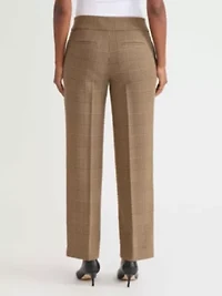 Petite Plaid Fly Front Wide Leg Pant