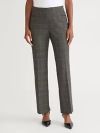 Women's Plaid L-Pocket Pant with Leather Trim