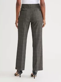 Women's Plaid L-Pocket Pant with Leather Trim
