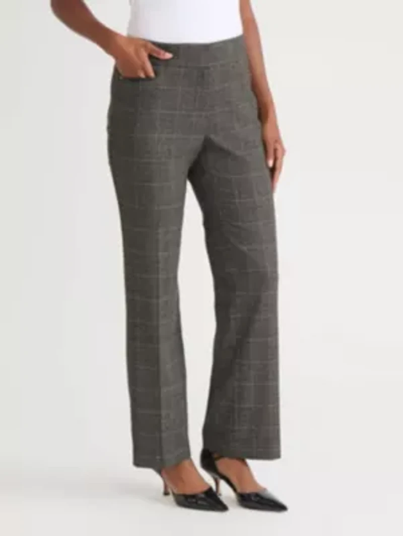 Women's Plaid L-Pocket Pant with Leather Trim