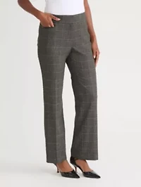 Women's Plaid L-Pocket Pant with Leather Trim