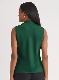 Petite Satin Sleeveless Tie Front Blouse