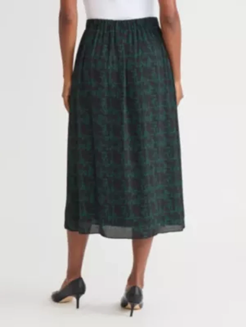 Petite Texture Print Pull On Pleated Skirt