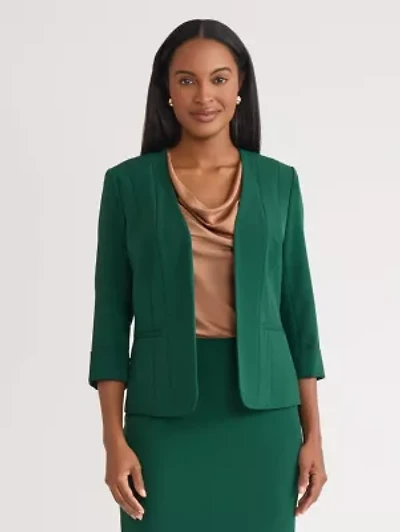 Petite Stretch Crepe Seamed Cardigan Jacket