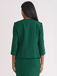 Petite Stretch Crepe Seamed Cardigan Jacket