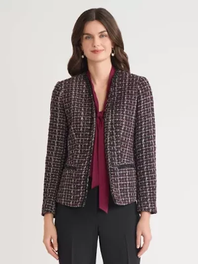 Petite Tweed Open Front Framed Jacket