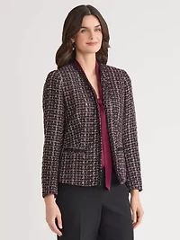 Petite Tweed Open Front Framed Jacket