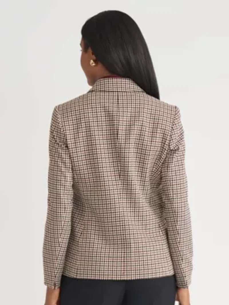 Petite Houndstooth One Button Jacket