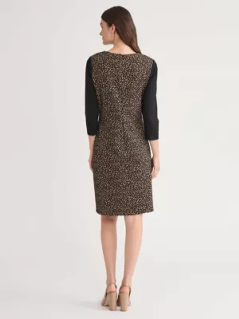 Petite Animal Jacquard Dress with Compression