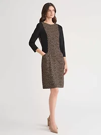 Petite Animal Jacquard Dress with Compression