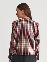 Women's Plaid Four Button Patch Pocket Jacket