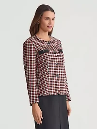 Women's Plaid Four Button Patch Pocket Jacket