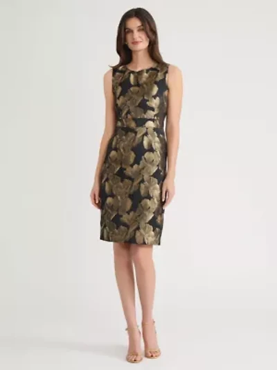 Petite Floral Jacquard Sheath Dress