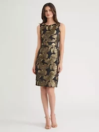 Petite Floral Jacquard Sheath Dress