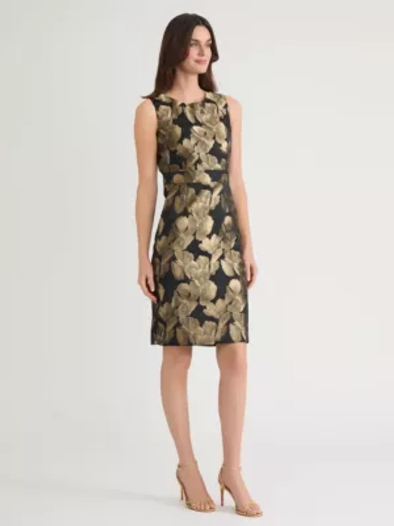 Petite Floral Jacquard Sheath Dress