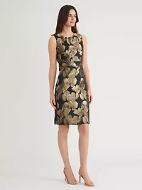 Petite Floral Jacquard Sheath Dress