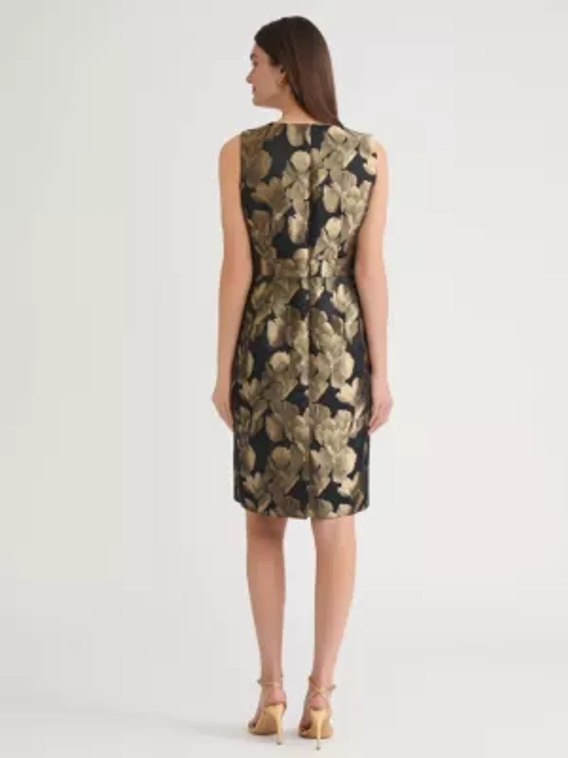 Petite Floral Jacquard Sheath Dress