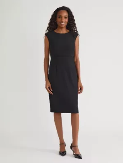 Petite Stretch Crepe Piped Sheath Dress