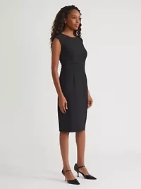 Petite Stretch Crepe Piped Sheath Dress