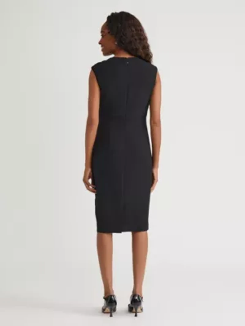 Petite Stretch Crepe Piped Sheath Dress