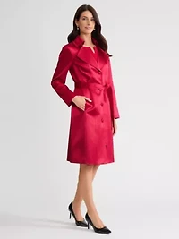 Petite Satin Belted Trench