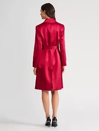 Petite Satin Belted Trench