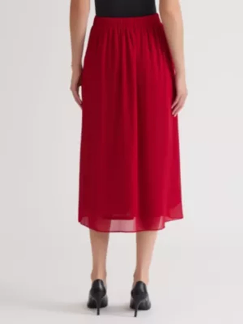 Petite Chiffon Pull on Pleated Skirt