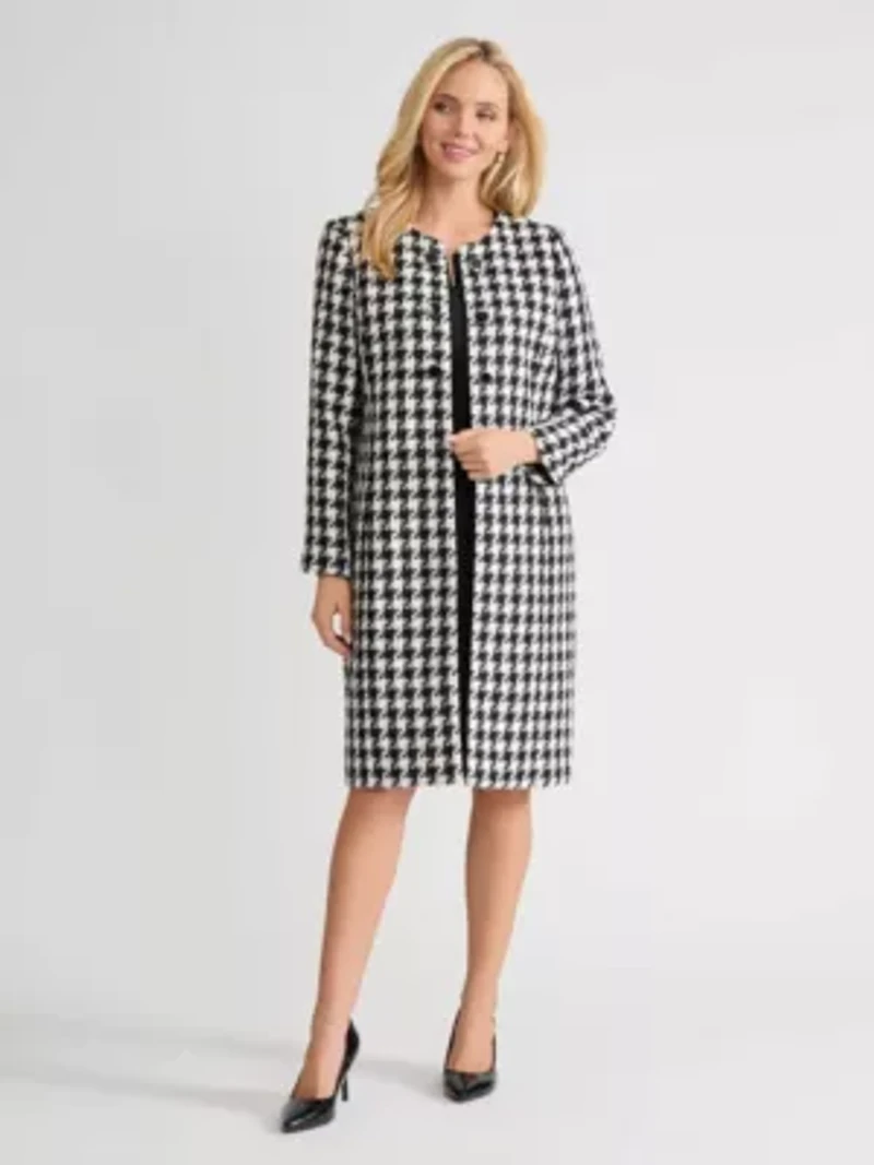 Petite Metallic Check Long Topper