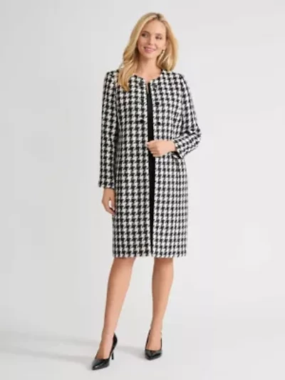 Petite Metallic Check Long Topper