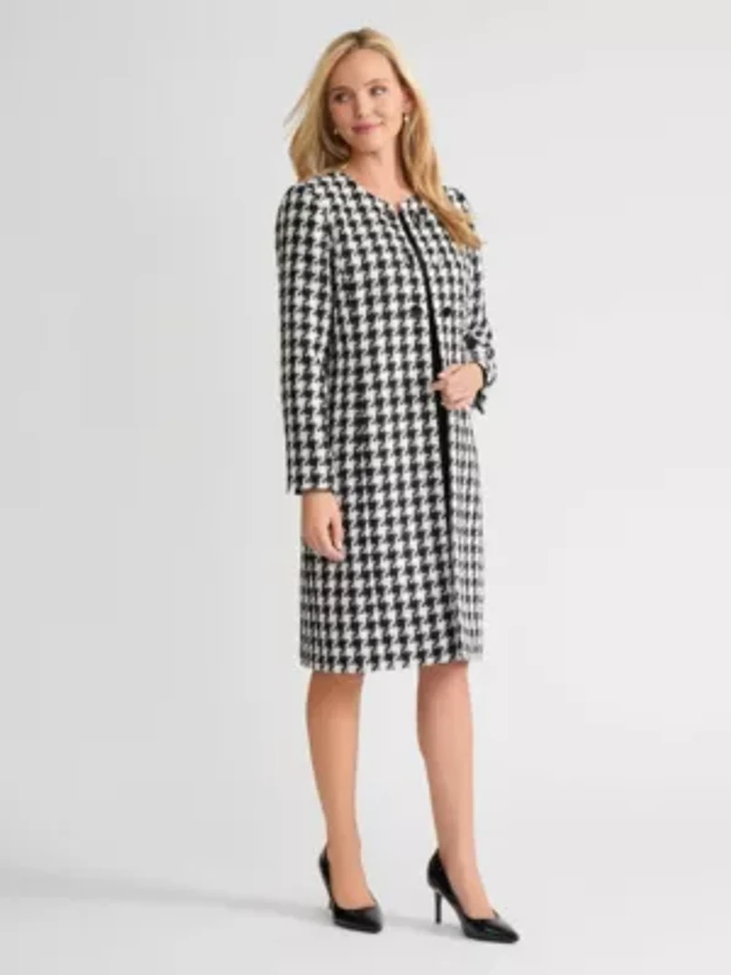 Petite Metallic Check Long Topper