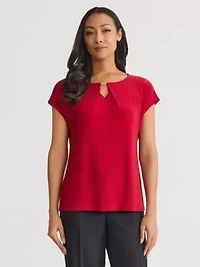 Women's Extend Shoulder Knit Top with Keyhole Trim
