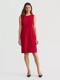 Women's Stretch Crepe Sheath Dress with Piping