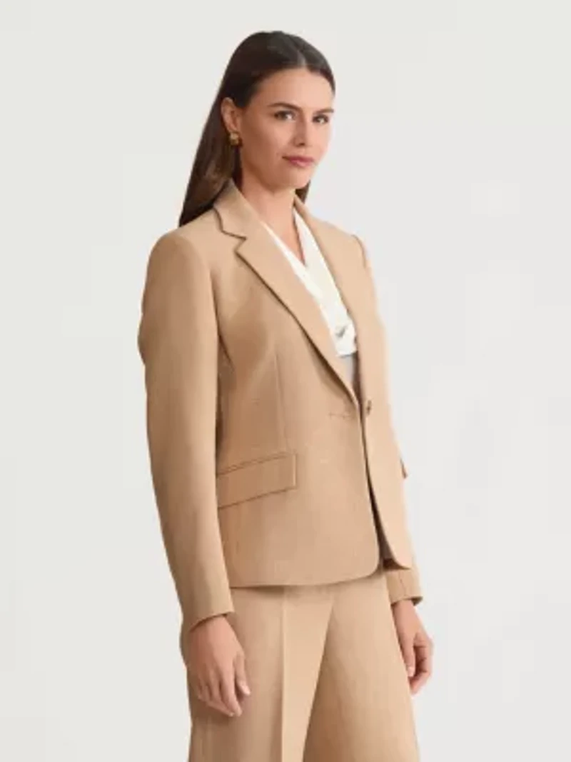Petite Pebble Crepe One Button Jacket