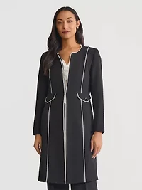 Women's Stretch Crepe Topper with Piping