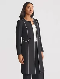 Women's Stretch Crepe Topper with Piping