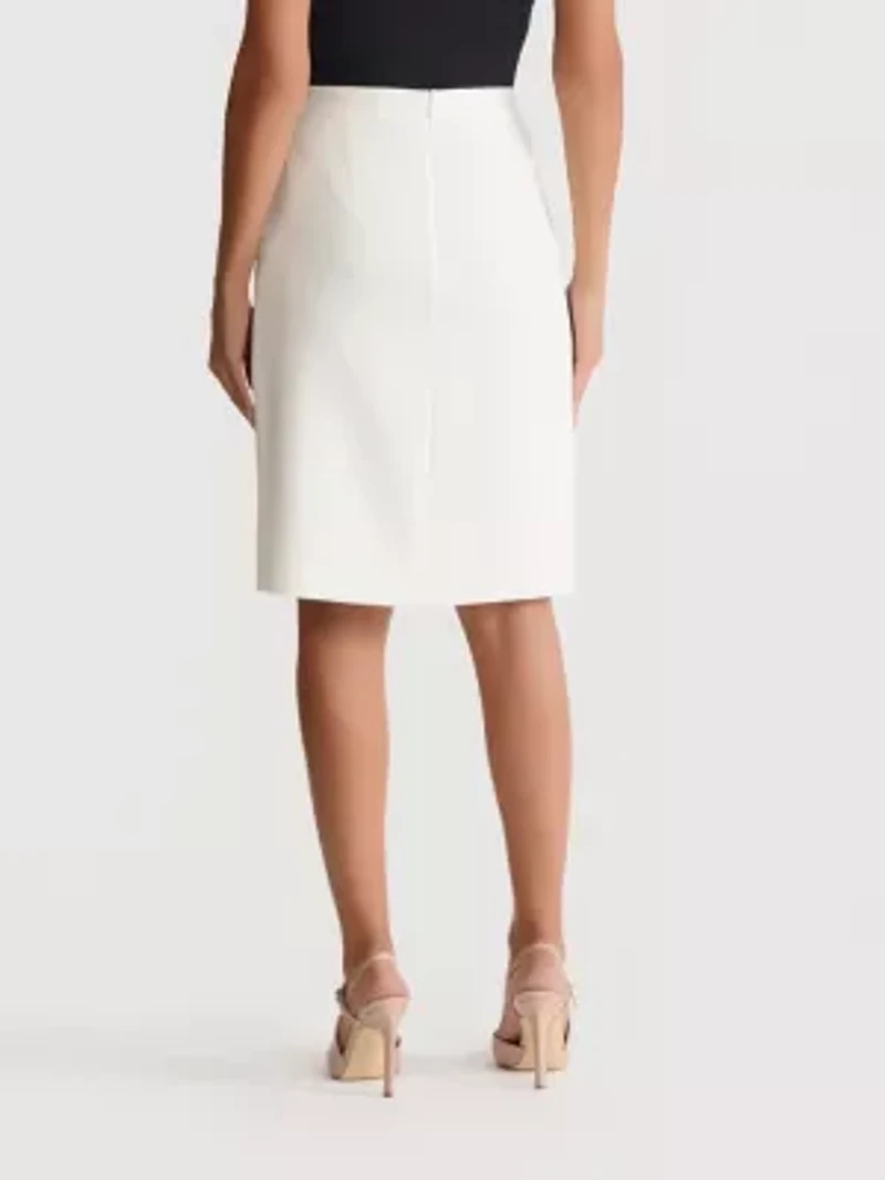 Women's Stretch Crepe Box Pleat Skirt