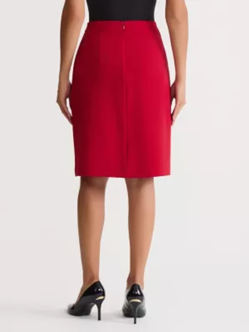 Women's Stretch Crepe Box Pleat Skirt