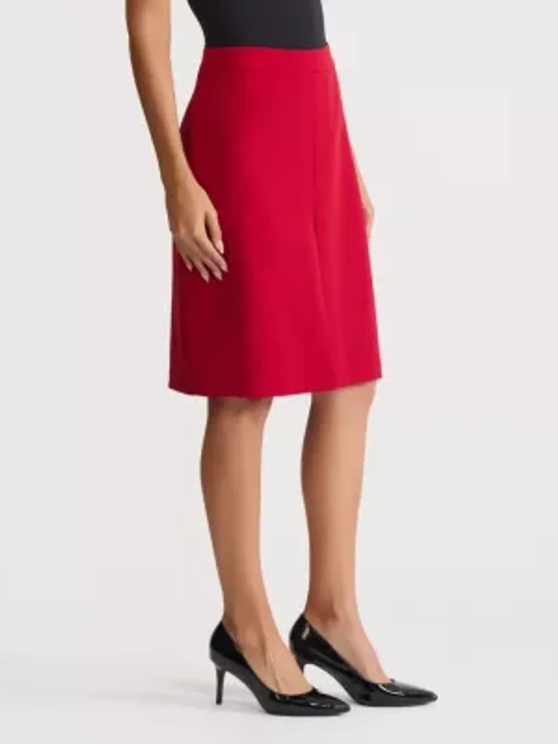 Women's Stretch Crepe Box Pleat Skirt