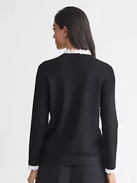 Women's Long Sleeve Lace Collar Twofer