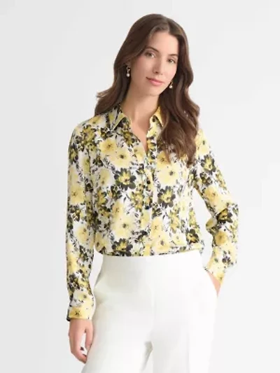 Women's Floral Print Long Sleeve Button Front Blouse