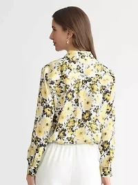 Women's Floral Print Long Sleeve Button Front Blouse