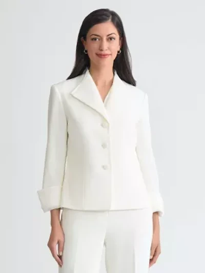 Women's Stretch Crepe Three Button Jacket with Organza Trim