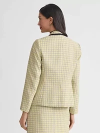Women's Plaid Tweed Faux Double Breast Framed Jacket