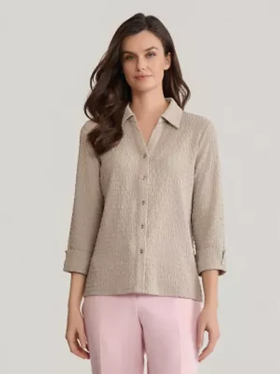 3/4 Sleeve Button Front Knit Top