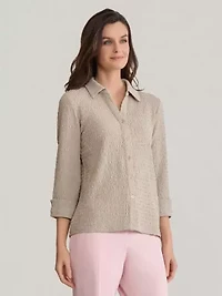 3/4 Sleeve Button Front Knit Top