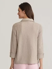 3/4 Sleeve Button Front Knit Top