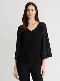MISSY LACE BELL SLEEVE KNIT TOP