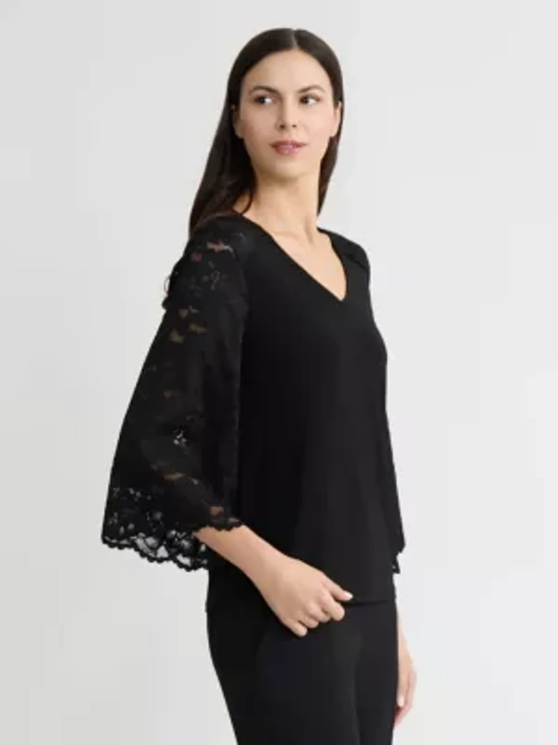 MISSY LACE BELL SLEEVE KNIT TOP