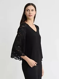 MISSY LACE BELL SLEEVE KNIT TOP