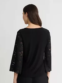 MISSY LACE BELL SLEEVE KNIT TOP